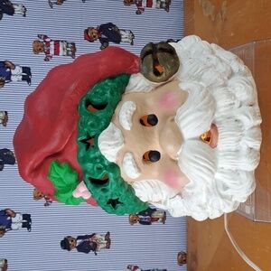 Vintage 1997 Matrix Santa Claus molded light up head moon & stars Christmas